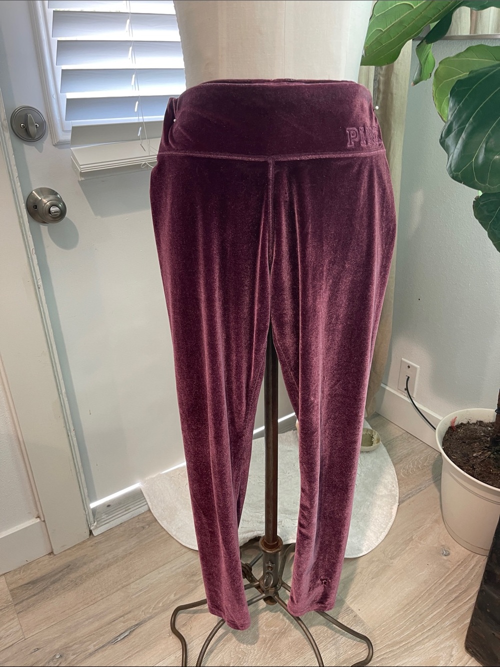 GorgEOUS PINK Velour Joggers in Deep Plum
